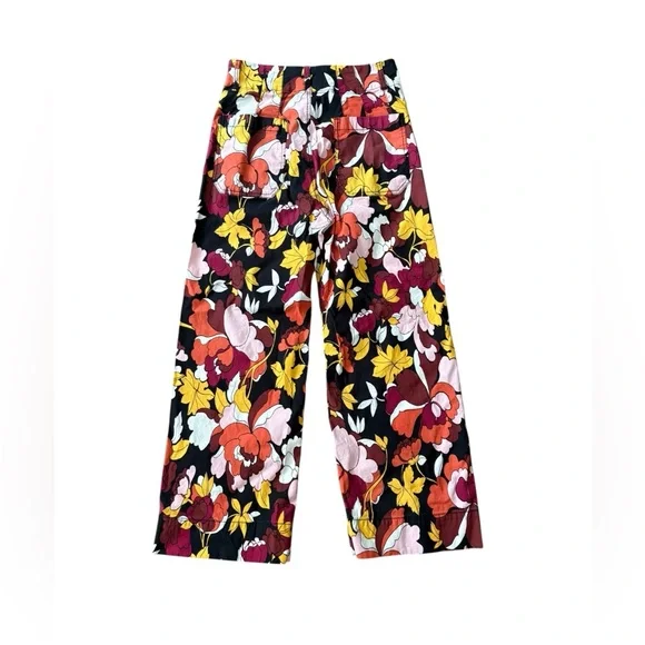 Anthropologie Maeve The Colette Cropped Wide-Leg Pants Floral Mod Size 27 Linen - Picture 3 of 11